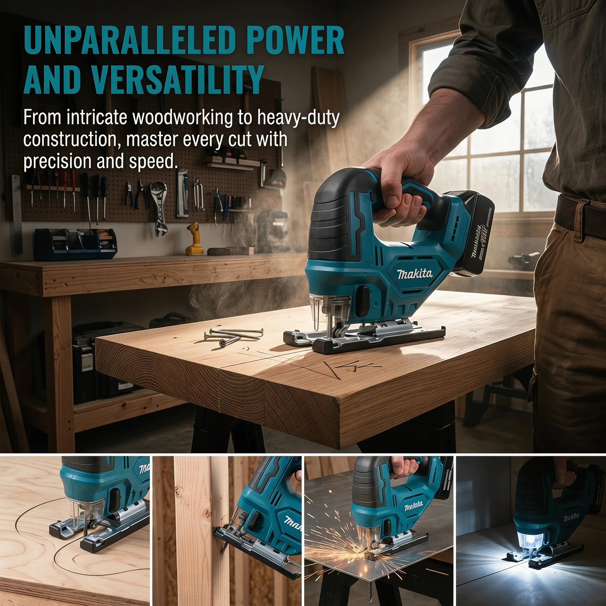 Makita DJV182Z Cordless 18V Lithium Battery Rechargeable Electric Jig Saw Curve Saw Woodworking Cutting Multifunction Saw