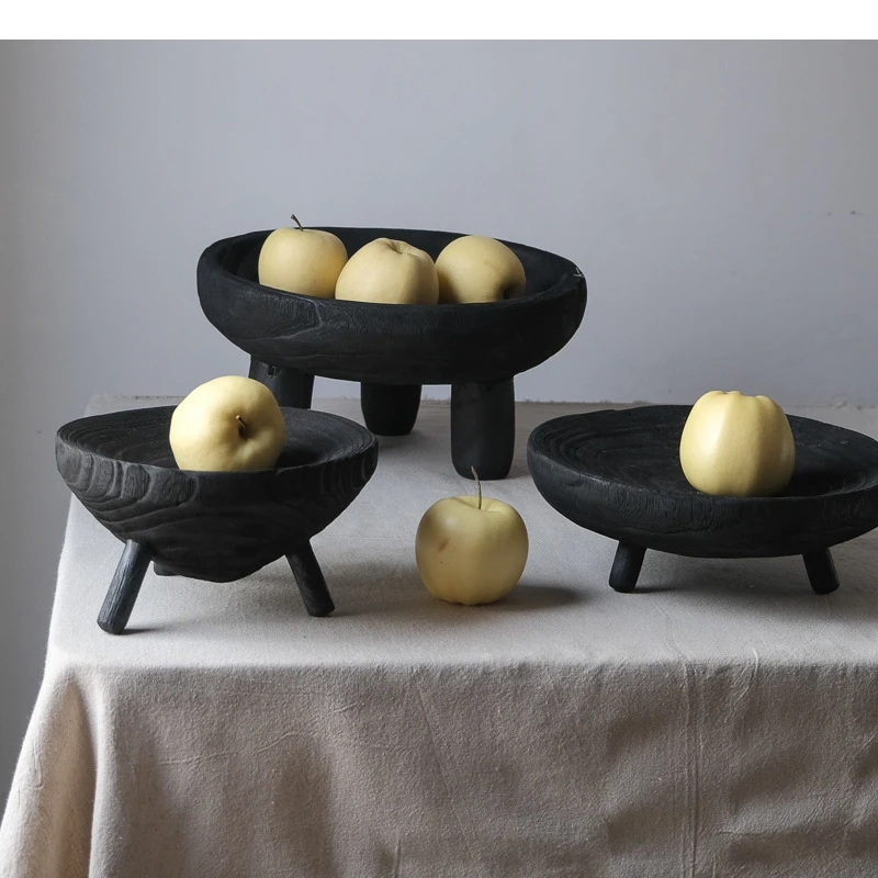 

Wooden Water Fruit Plate Decorative Art Dining Table Decor Snack Candy Modern Household High Foot