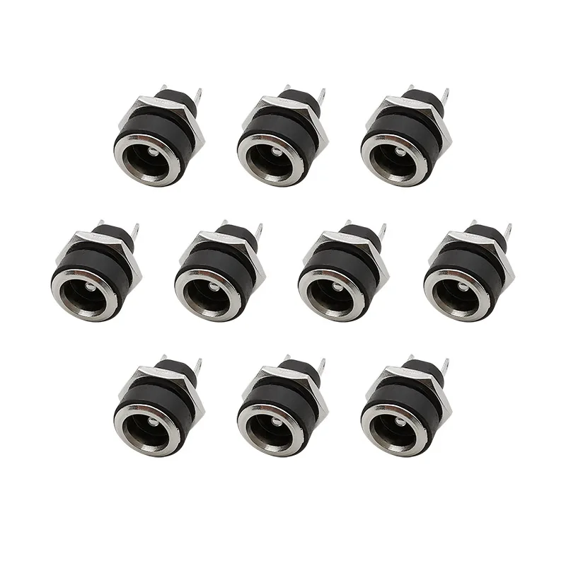 10Pcs DC-022B 5.5x2.1mm DC Power Supply Jack Female Socket Nut Panel Mount Connector 5.5*2.1mm DC Jack Plugs Terminals Adapter