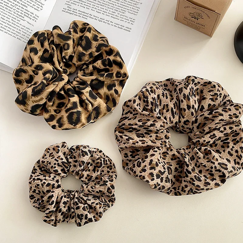 Leopardenmuster Dickdarm Haarband Neues Retro Temperament High Sense Internet Celebrity Stoff Hoher Pferdeschwanz Gummi Hai – Detail 5