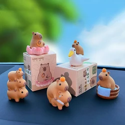 Creative Cute Capybara Resin Ornaments Mini Animals Figures Doll Decorations Small Desktop Ornaments Children Birthday Gifts