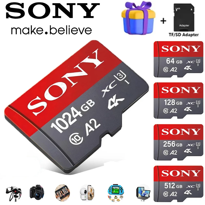 Sony Class10 Original Memory Card TF Flash Card 256GB 512GB 1TB Large Capacity Sd Cards Mirco TF Cards for PC/Camera/Phone/Drone