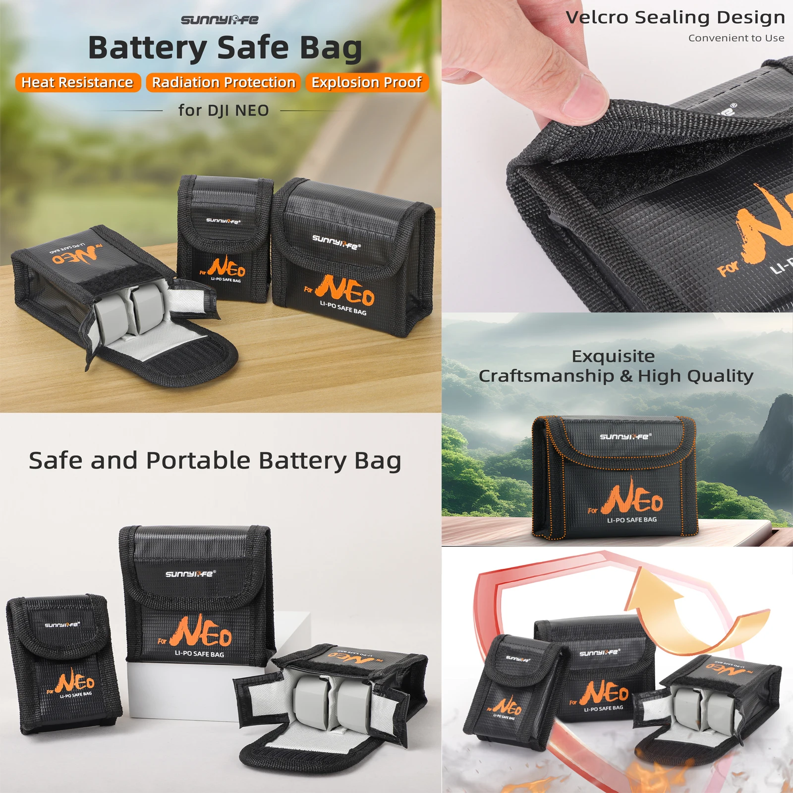 

Sunnylife Anti-Fire Bag for DJI Neo Battery Case Sunnylife Safe Storage Explosion Proof Protector For DJI Neo Accessories