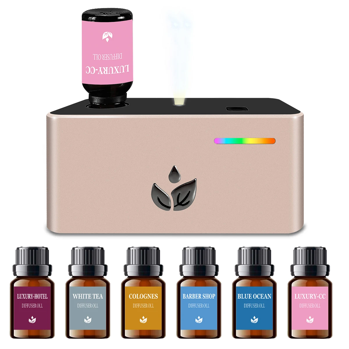 

Портативный безводный ароматический диффузор, распылительная диффузионная машина для эфирных масел с 6 штуками смешанных ароматических эфирных масел