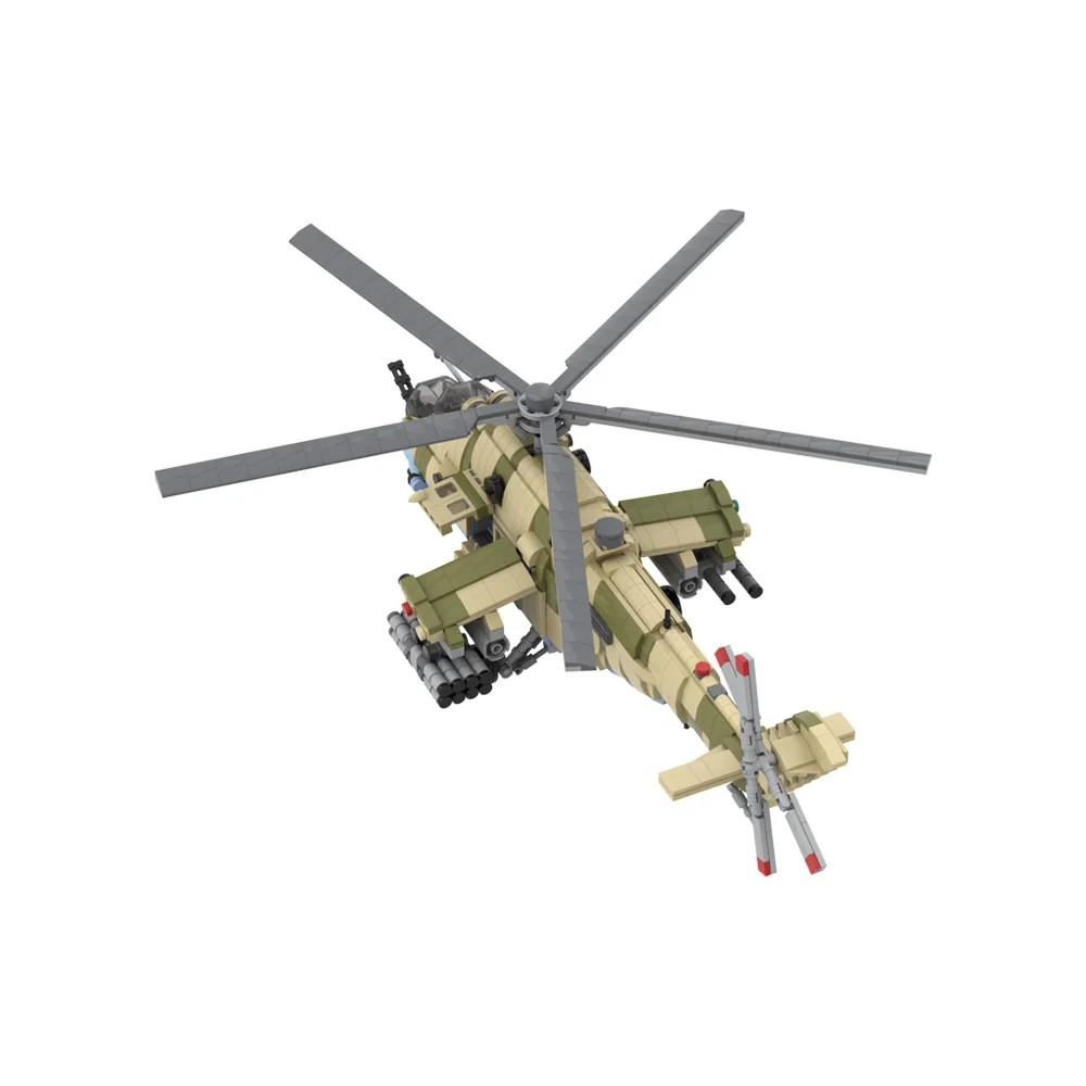 Gobricks moc mil-mi35m ataque traseiro helicóptero blocos de construção modelo militar helicóptero aeronaves tijolos brinquedo para crianças presente