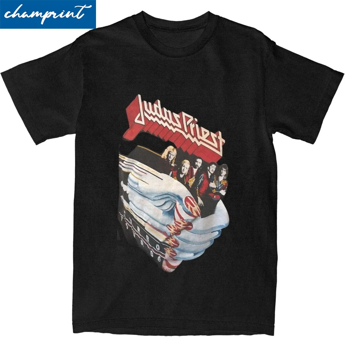 Retro Judas Priest Tour T-Shirt Men Round Neck Short Sleeve Top Tee Heavy Metal 100%Cotton Summer Clothing