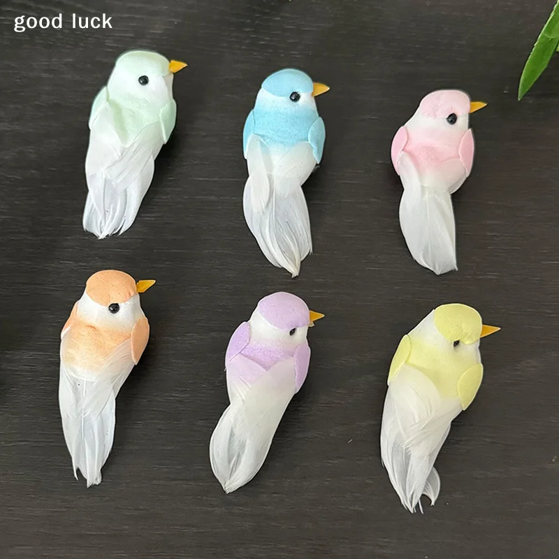 2Pcs Cute Artificial Birds Fake Foam Animal Simulation Feather Birds Models Tit DIY Craft Home Garden Floral Ornament Decoration