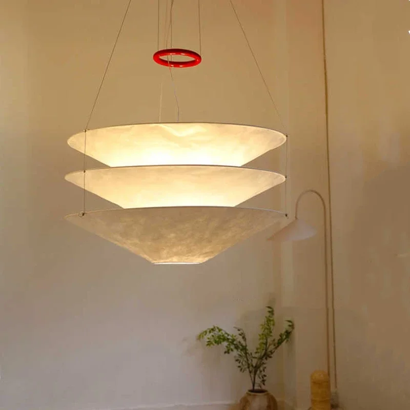 Lampe LED suspendue en papier japonais, design minimaliste moderne, luminaire décoratif d'intérieur, idéal pour un salon ou un restaurant