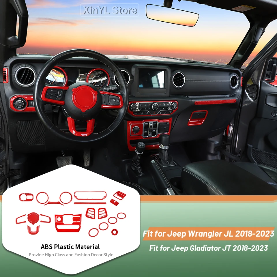 

Car Decoration Cover Sticker Kit Suit fit for Jeep Wrangler JL 2018 2019 2020 2021 2022 2023 Interior Protection Accessories