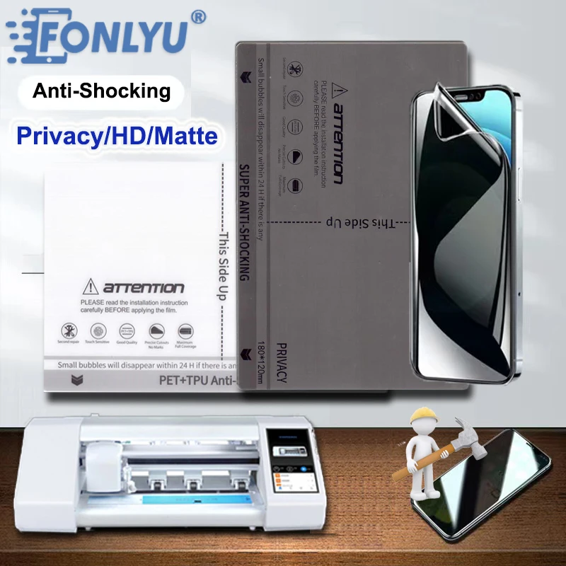 

FONLYU 50PCS Explosion-proof Privacy Film HD Matte Anti Spy Peeping For iPhone Screen Hydrogel Protector Sheets Cutting Machine