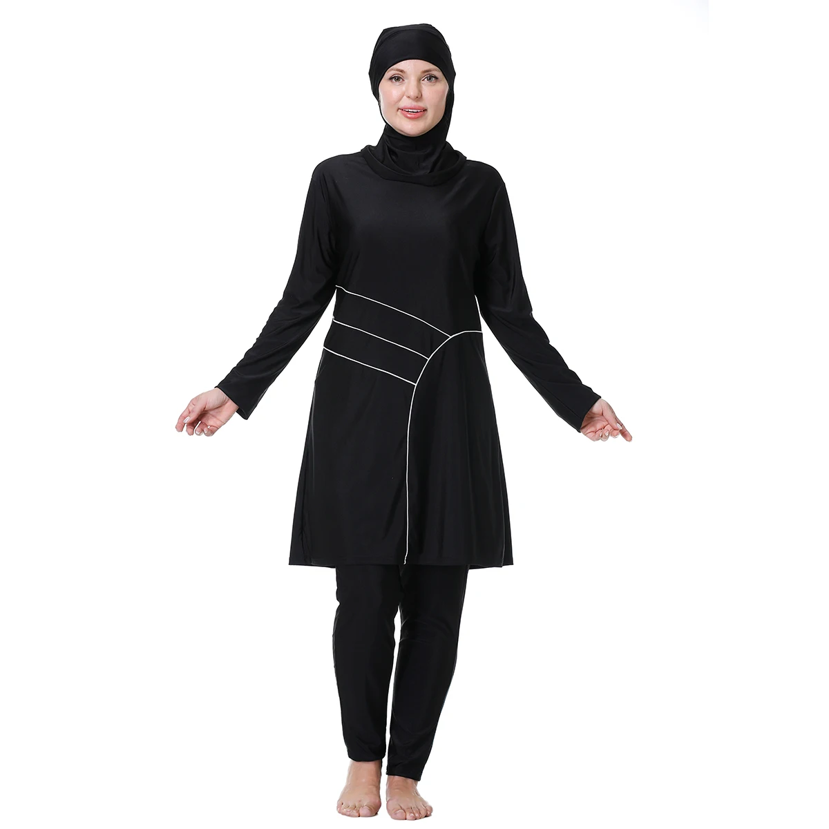 H1029 Muslim Women Fullcoverage  Long Sleeves Cover Up Burkinis Three Pieces Plus Size Swimwear Suits view 2