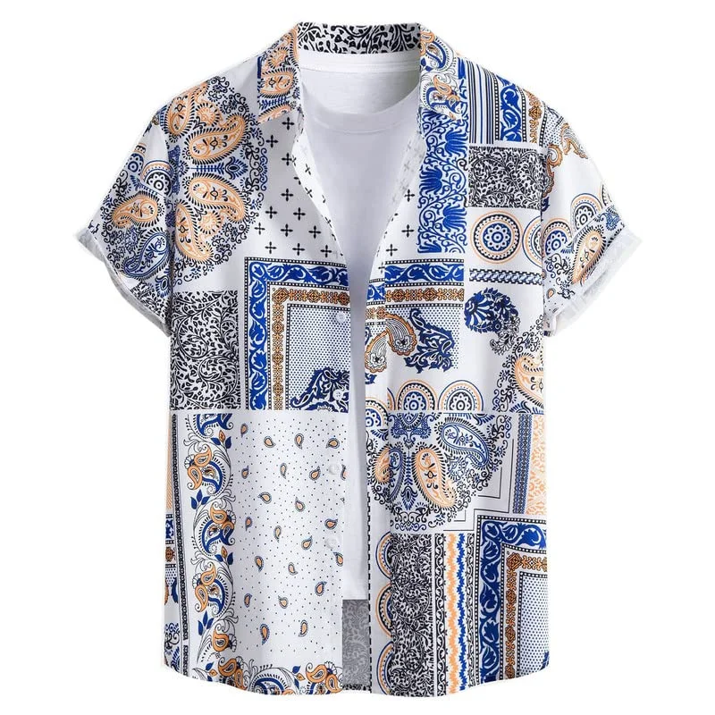 Retro Hawaiian Shirt For Men Summer 3d Printed Floral Short Sleeves Button Down Shirts Beach Vacation Street Tops Blouse Clothes