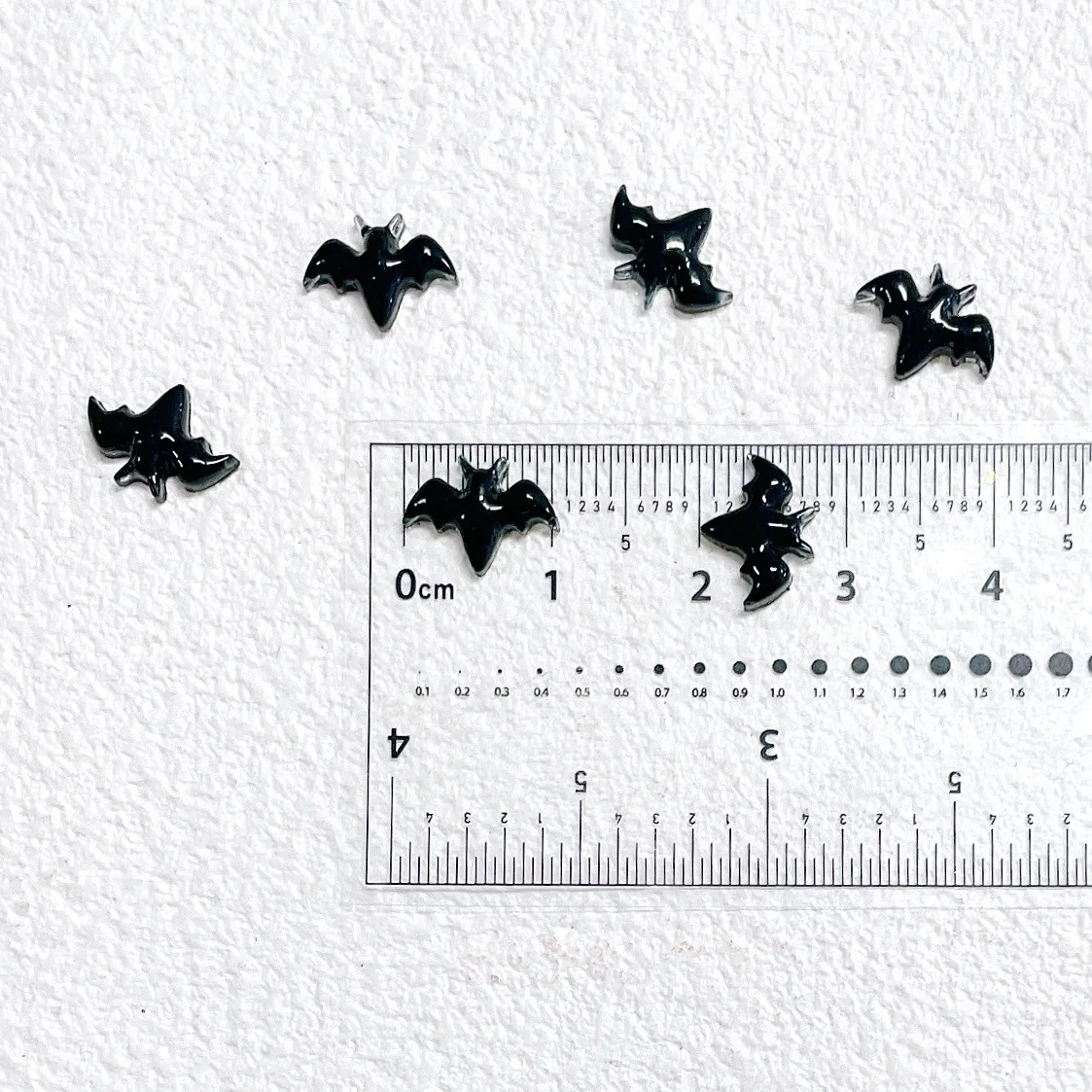 50Pcs 0.8×1.1cm Dark Tone Resin Black Bat Charms DIY Nail Art Photo Frame Decor Accessories