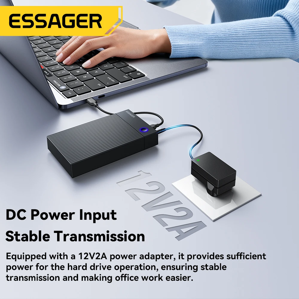 Essager 3.5 pouces SATA 3.0 boîtier de disque dur Dock 5Gbps USB3.0 UASP + TRIM boîtier externe sans outil pour 2.5/3.5 pouces SATA HDD/SSD