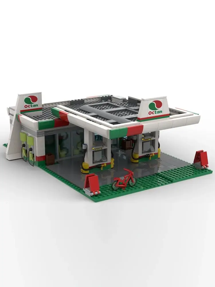 NEW City Traffic Street View MOC Octan Gas Station Building Blocks 60132 Service Station DIY Creative Ideas Children Toy Gifts