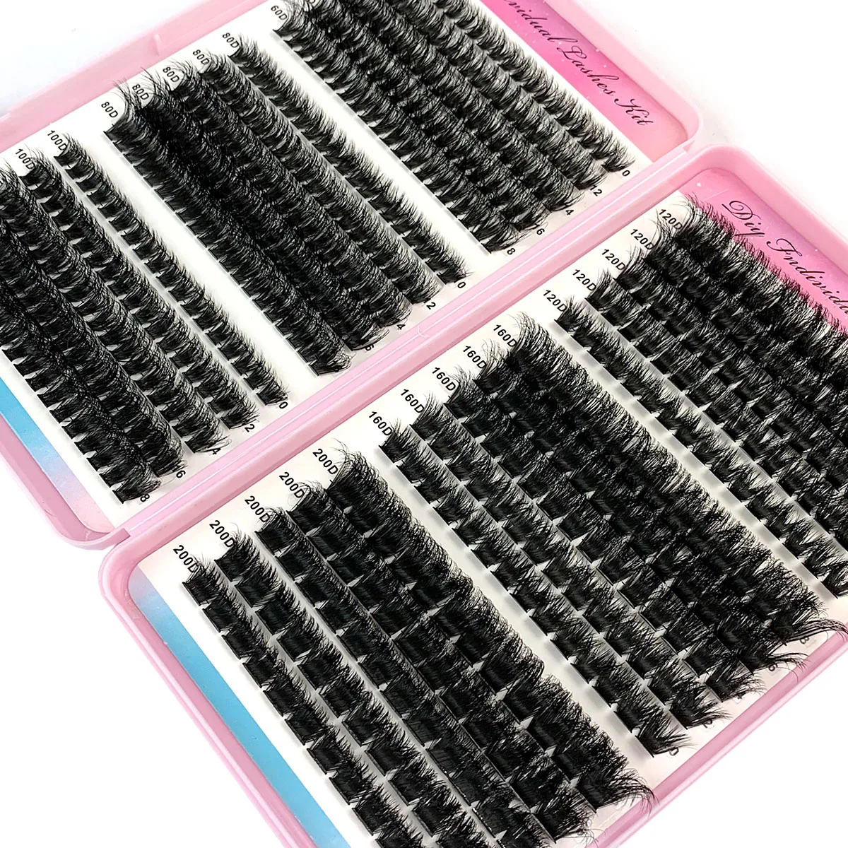 UMIRYAO 200D-60D libro per ciglia ciglia finte a grappolo singolo 500 pezzi ciglia spesse e soffici ciglia sottili 0,07 mm 10-18 mm di lunghezza mista