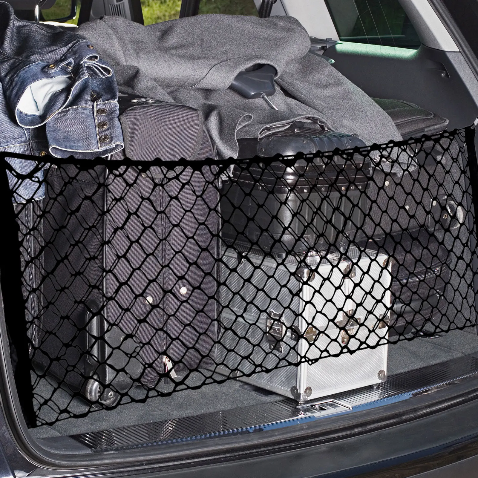 Filet de Rangement pour Coffre Arrière de Voiture, Double Couche, Accessoire Automobile, Sac en Poudre pour Bagages