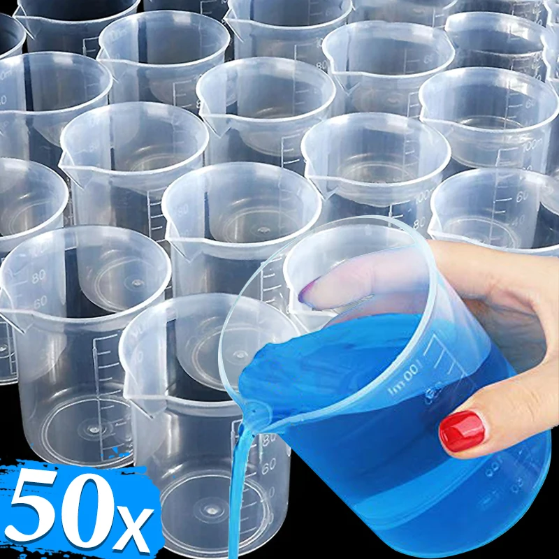 

100ml Test Measuring Cups Plastic Lab Beaker Graduated Mug Beaker Home Kitchen Baking Tools Laboratory Volumetric Measuring Cups