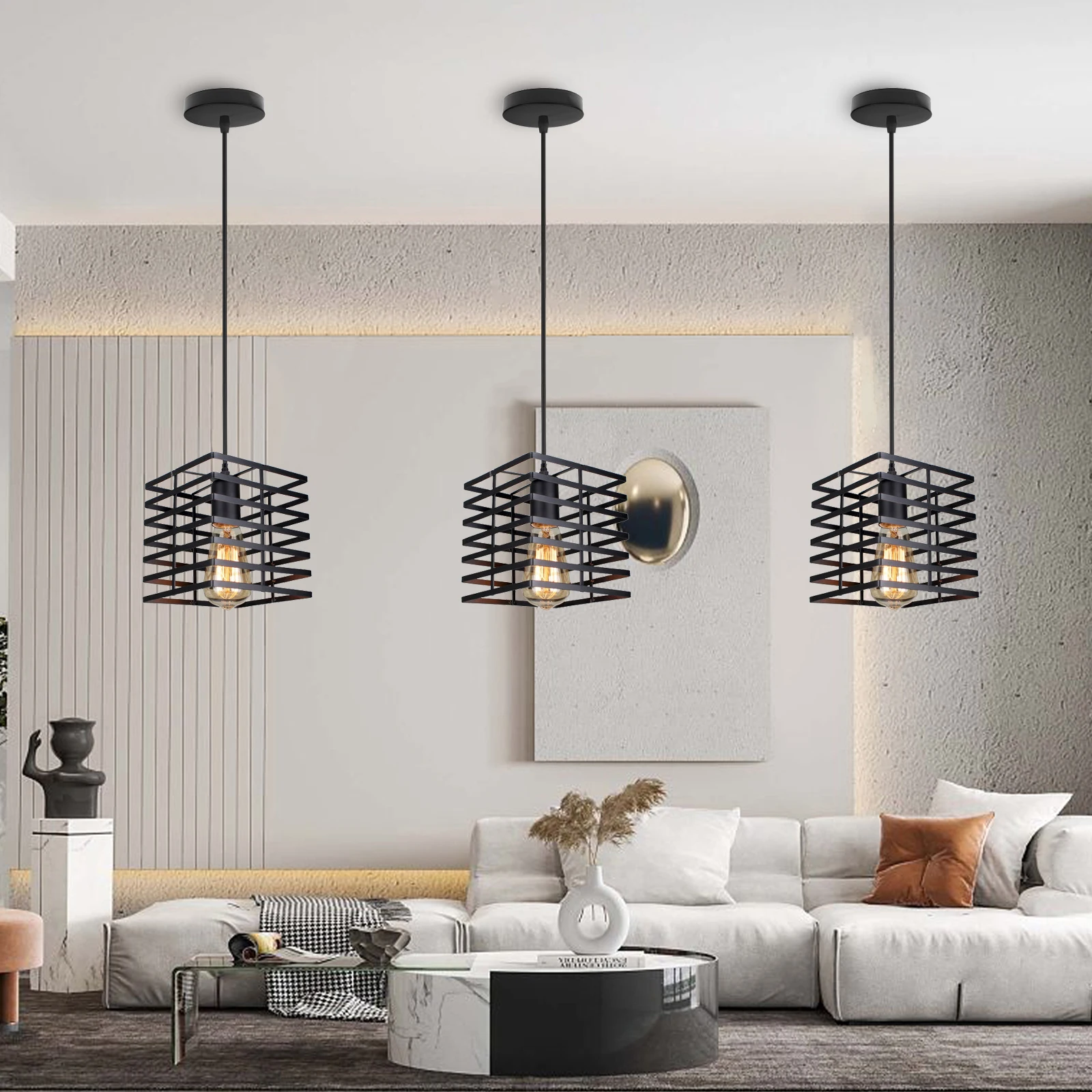 Modern LED Pendant Lights Industrial Vintage Ceiling Hanging Lamp Shade Suspension Luminaire for Home Living Room Lighting Decor