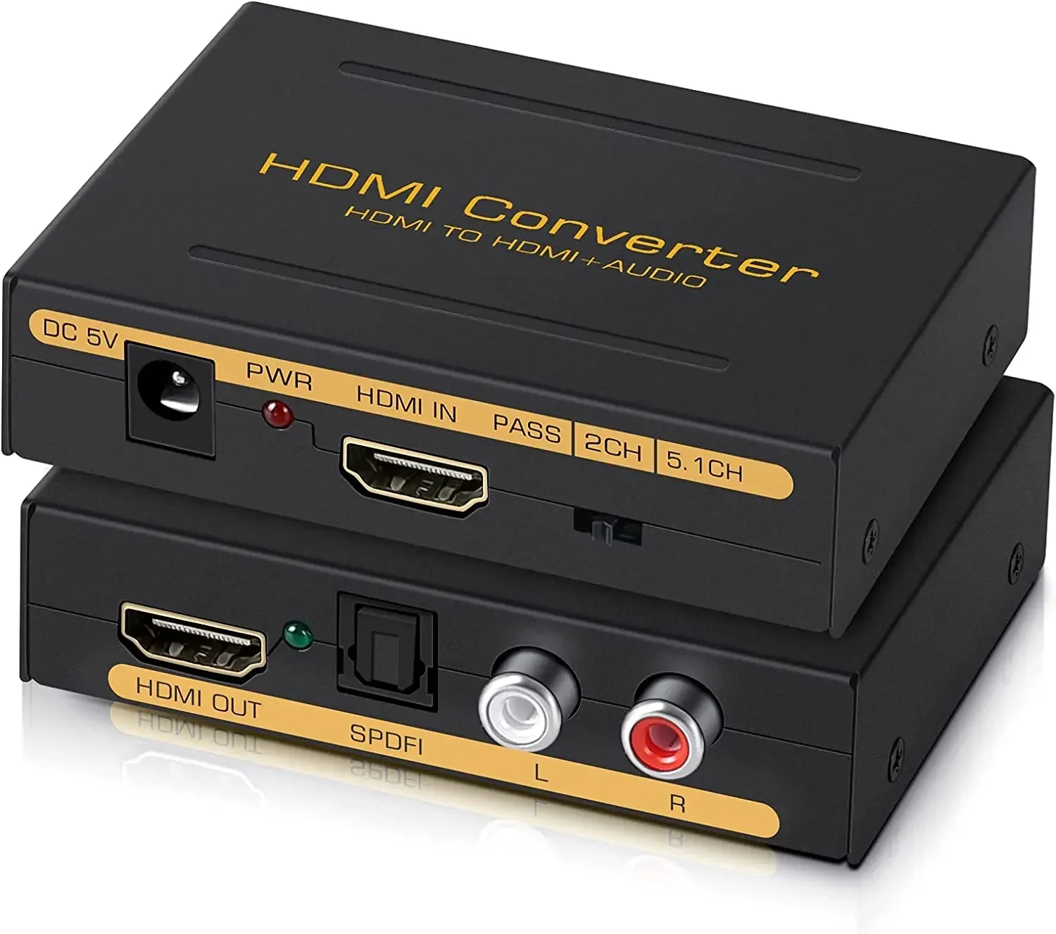Konwerter audio zgodny z HDMI HD+ Audio (SPDIF + RCA L/R Stereo) dla Fire Stick Xbox PS5 Obsługa 3D HDCP2.2 18Gpbs