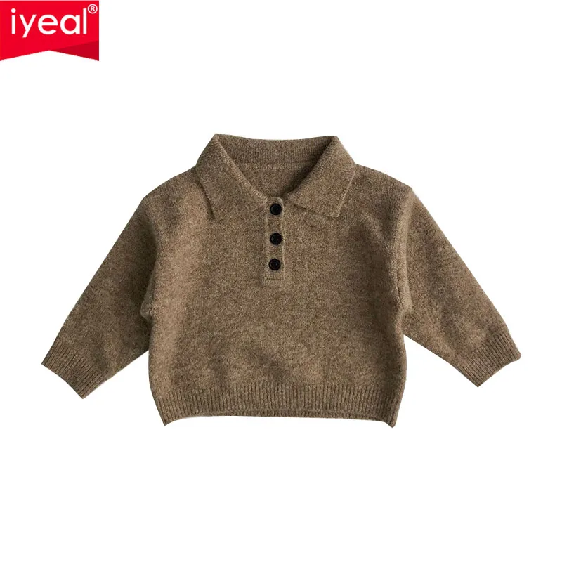 

IYEAL 2025 детский осенне-зимний свитер для мальчиков, однотонный вязаный свитер для мальчиков, модный детский свитер для детей от 2 до 7 лет