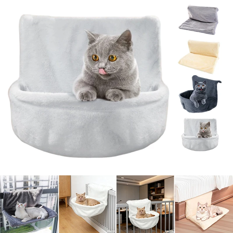 

Portable Window Mounted Hanging Cat Bed Plush Hammock with Steel Frame Cozy Elevated Perch for Cats Small Dogs Easy Install