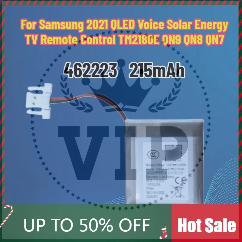 

Battery 215mAh 462223 for Samsung 2021 QLED Voice Solar Energy TV Remote Control TM2180E QN9 QN8 QN7 Battery