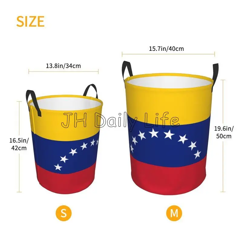 Venezuela Flag Laundry Basket with Handles Universal Waterproof Laundry Hamper Foldable Clothes Storage Bucket Toy Organizer Bin image 3