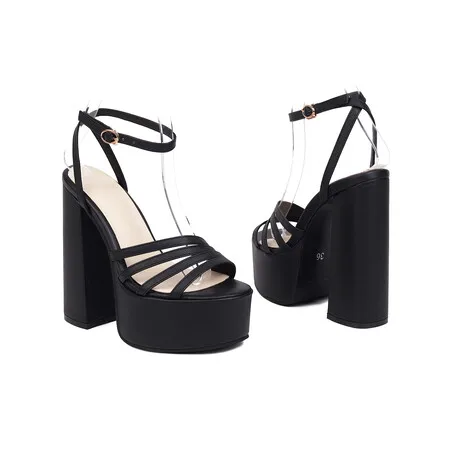 Big size Oversize Large size sandals for women and ladies Waterproof platform, thin belt, thick heel sandals, elevated banquet