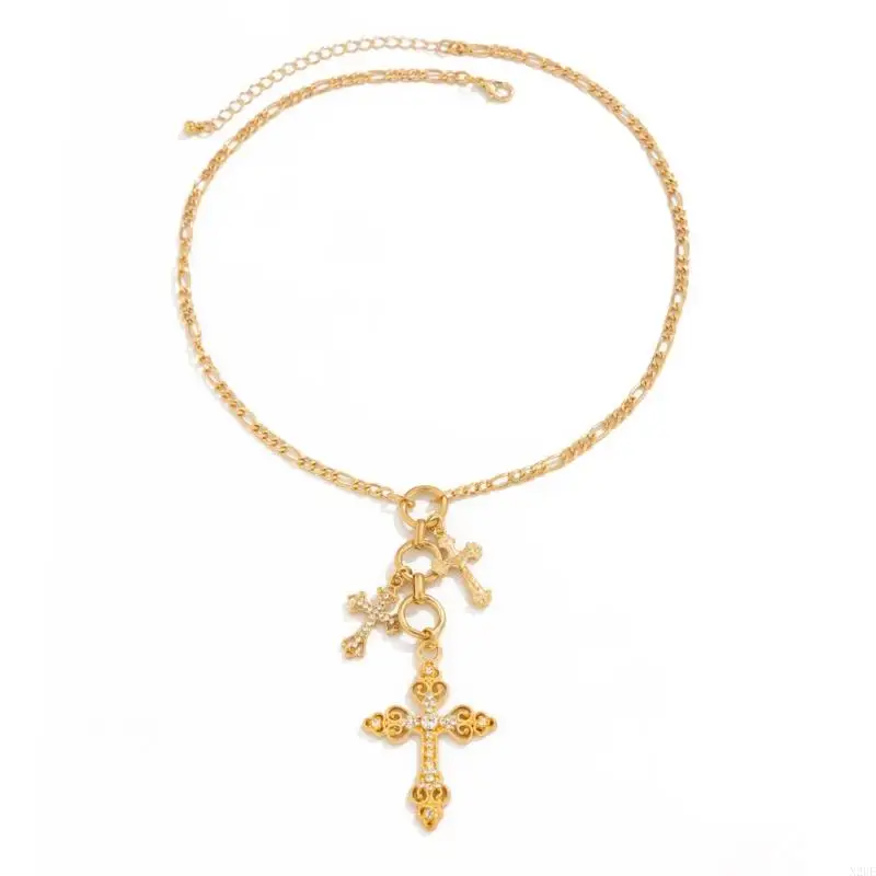 

N2UE Crucifix with Rhinestones Necklace Jewelry for Everyday and Special Occasions