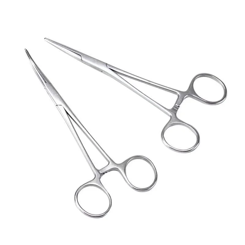 Stainless Steel Curved Tip And Straight Tip Forceps For Locking Clamp Hemostatic Forceps Arterial Forceps Clamp Fish Hook Pliers