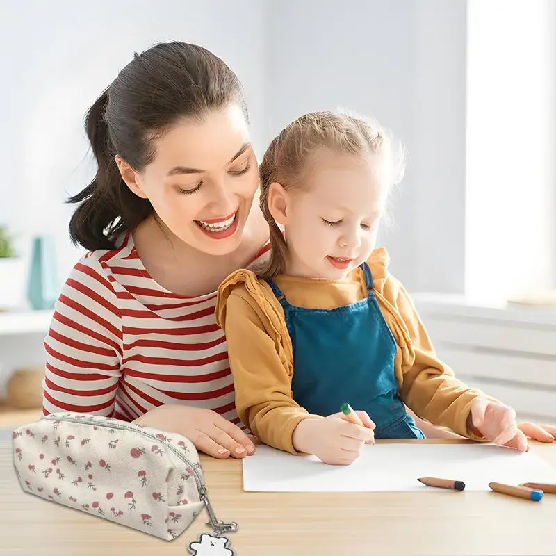 Милый цветочный карандаш, чехол для ручек, милая многофункциональная модная вместительная элегантная сумка для туалетных принадлежностей на молнии для девочек-подростков