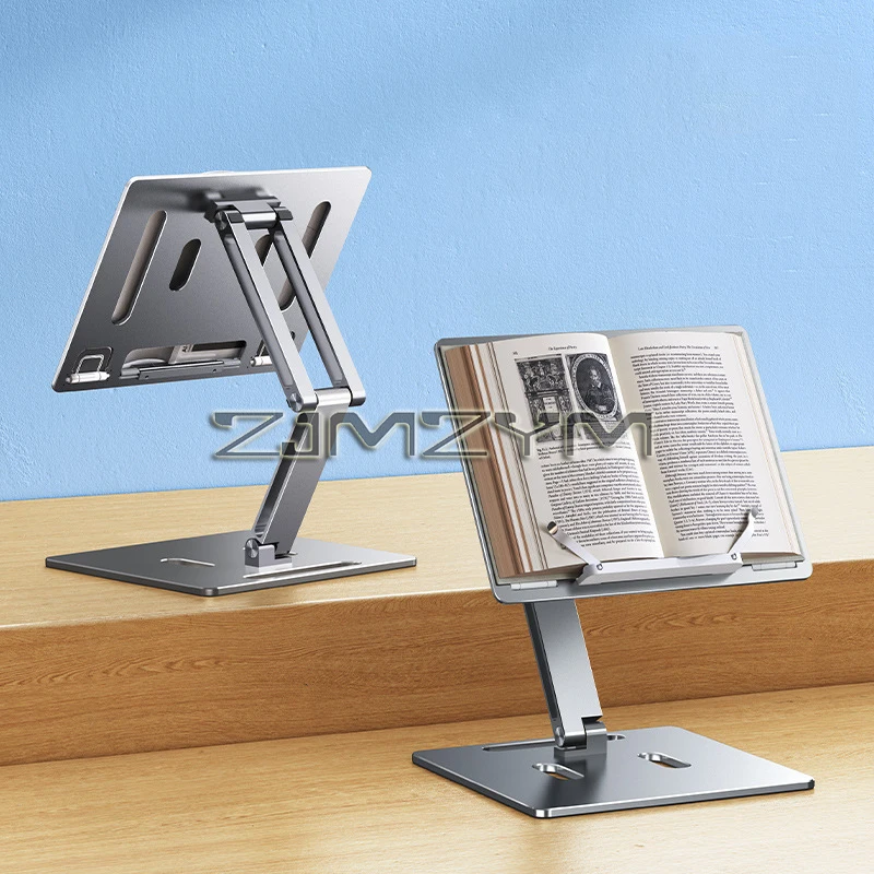 Foldable Lifting Aluminum Laptop Stand Height Angle Adjustable Reading Stand with Foldable Base Notebook Desktop iPad Stand