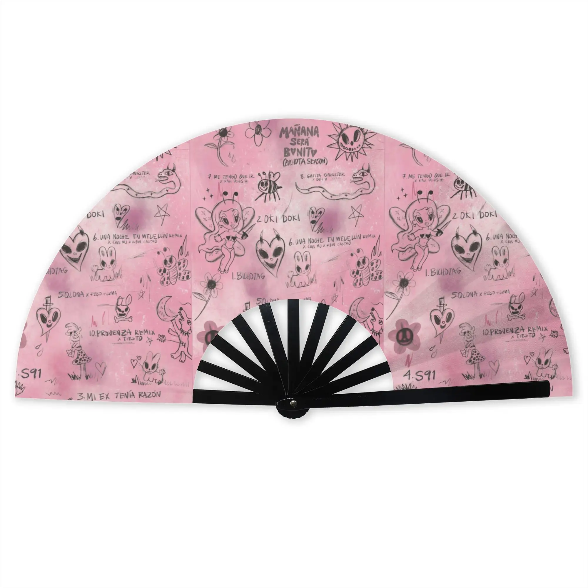 Karol G Singer Folding Hand Fan Custom  Polyester Fabric Fan Cool Summer Accessory Decorative Fans