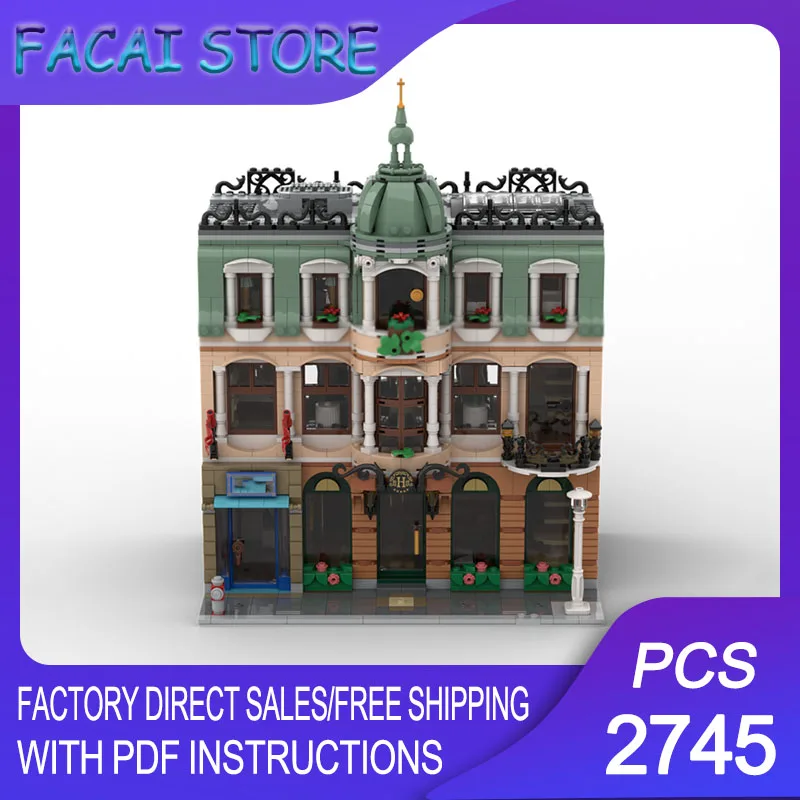 

Moc Building Bricks Modular Movie Hotel Straight Face Building Model Technology Blocks Christmas DIY Toy Construction Gifts