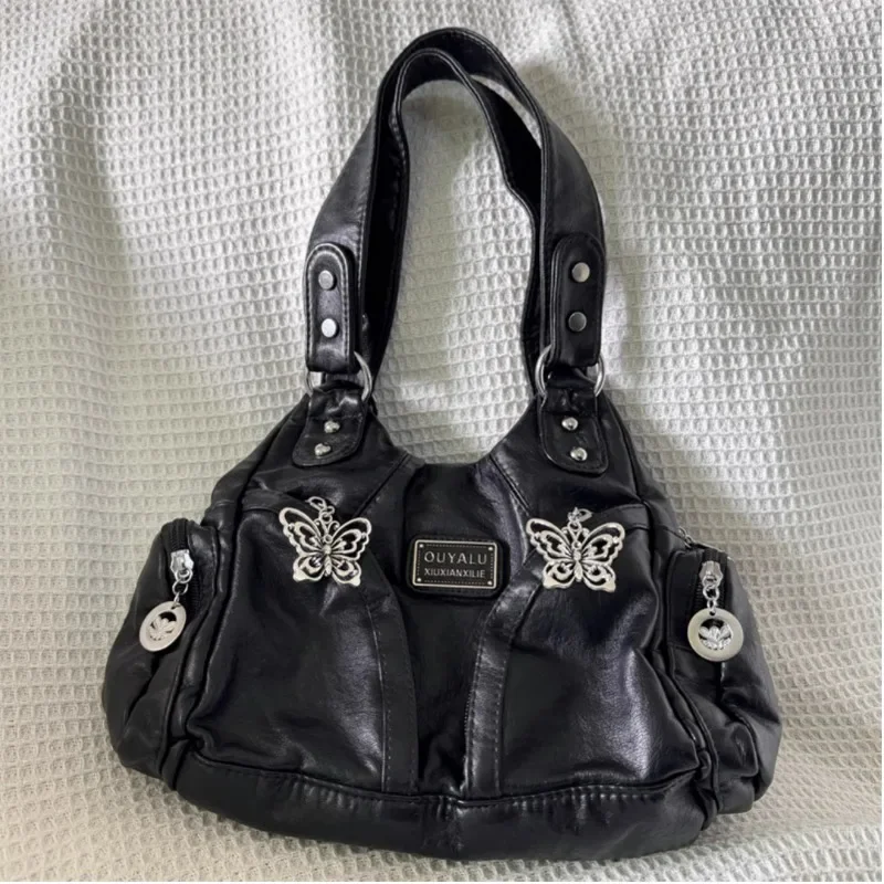 Xiuya Y2k-Bolso de hombro para mujer, bolsa de mano de cuero de gran capacidad, Estilo Vintage, gótico, Original, a la moda