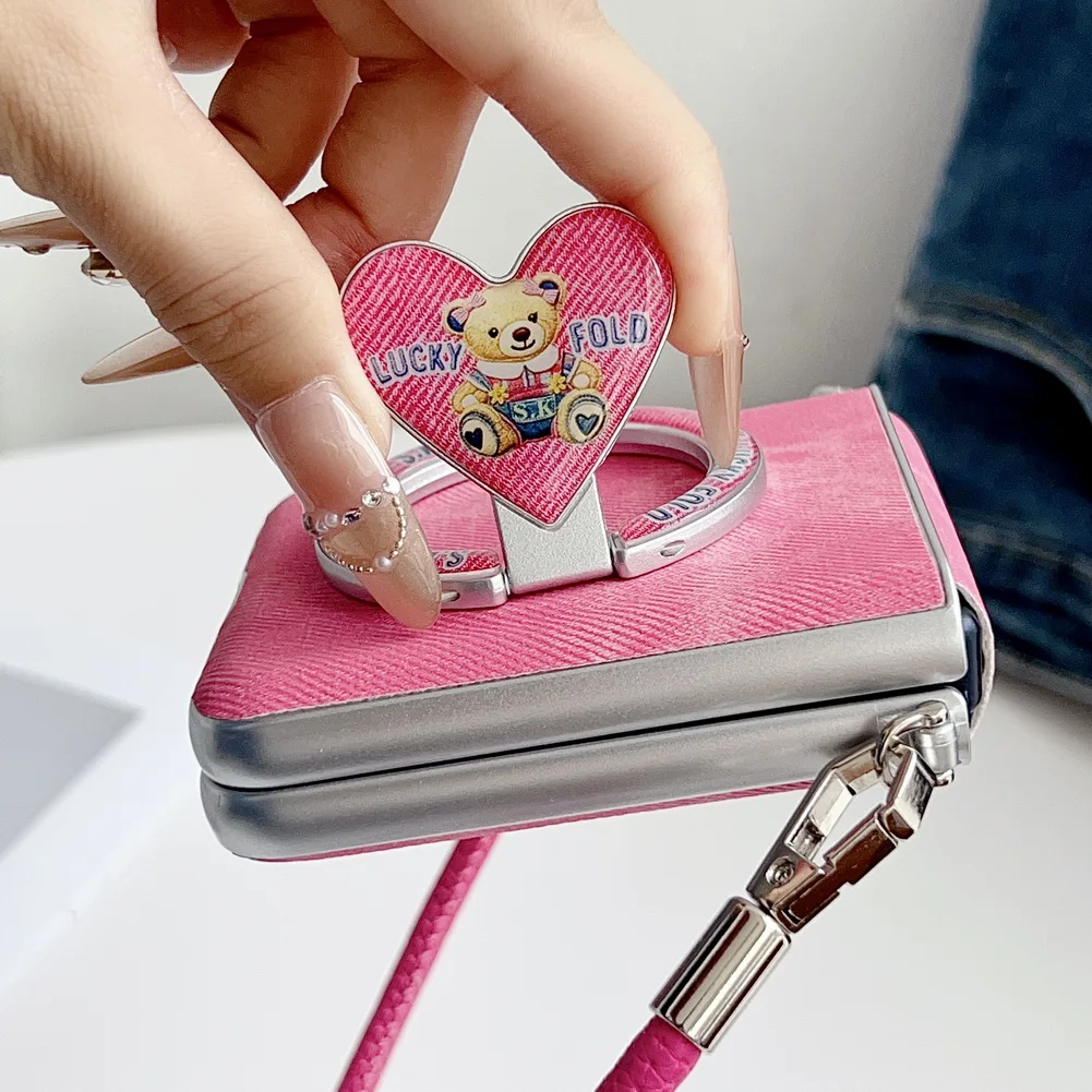 حافظة مغناطيسية قوية بمشبك جانبي فضي الحواف من قماش الدنيم لهاتف موتورولا رازر 60 الترا موتو رازر 60 2025 50 رازر + غطاء حماية #2