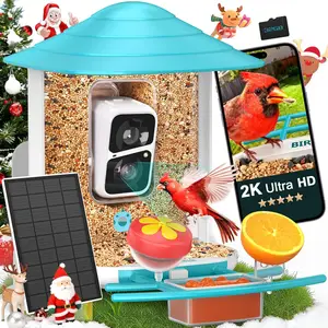 2K HD Bird Feeder Camera with Solar Panel, 32GB Card, AI Recognition & Night Vision for Outdoor Bird Watching