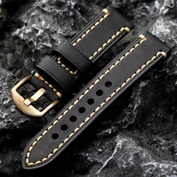 Handmade Bronze Watch Strap, 20MM 21MM 22MM 23MM 24MM 26MM, Pure Bronze Buckle, Head Cowhide Strap, Vintage Style Watchband