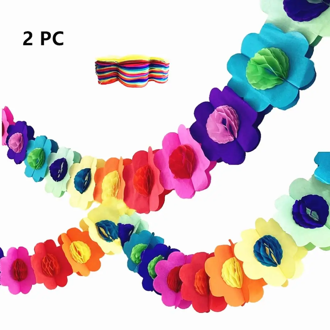3-Meter bunte runde Blumen aus Papier zum Ziehen von Blumen, Blumengirlanden, Baby-Heimdekoration, Geburtstagsfeier, Hochzeit, Layout, Veranstaltungsort-Dekoration – Detail 5