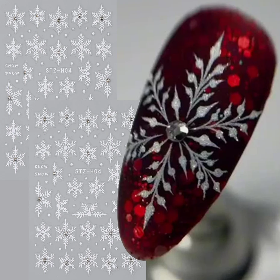 

2 шт. блестящие наклейки для ногтей в виде снежинок с бриллиантовым эффектом, рождественские клейкие стикеры для ногтей, зимний декор для ногтей на Новый год