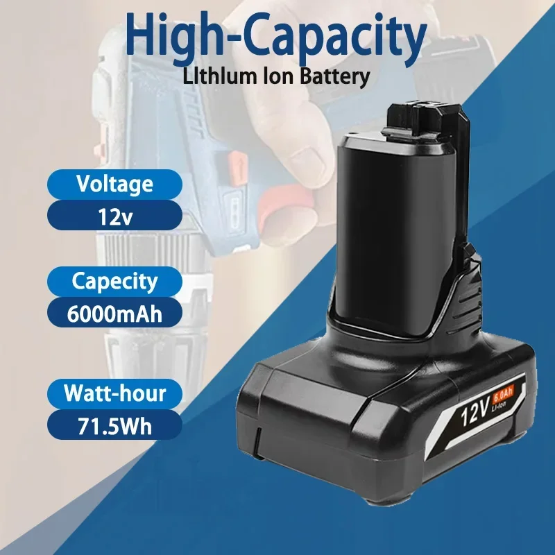 

12V 6Ah batteries Li-ion Replacement Battery for Bosch BAT420 12-Volt Max Lithium Power Tools 2607336013 2607336014 gba 12v 6ah