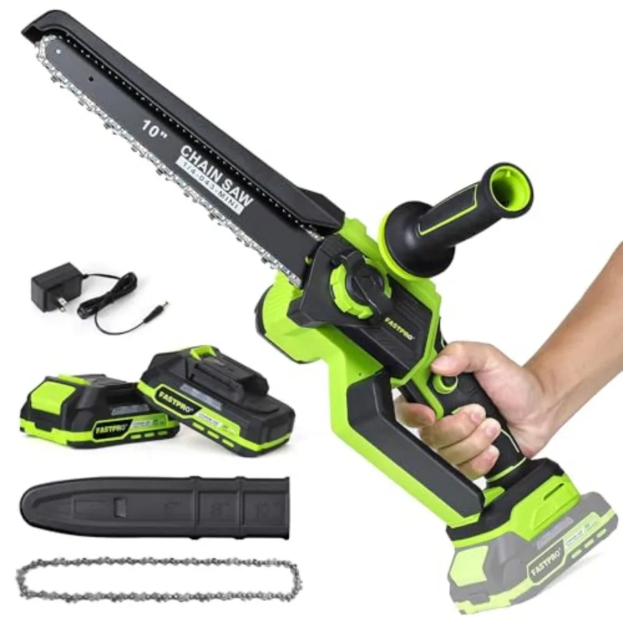 

10-Inch Cordless Chainsaw Pre-Installed Mini Chain Saw Kit with 2 Pack Rechargeable Batteries Easy for Branch Trimming