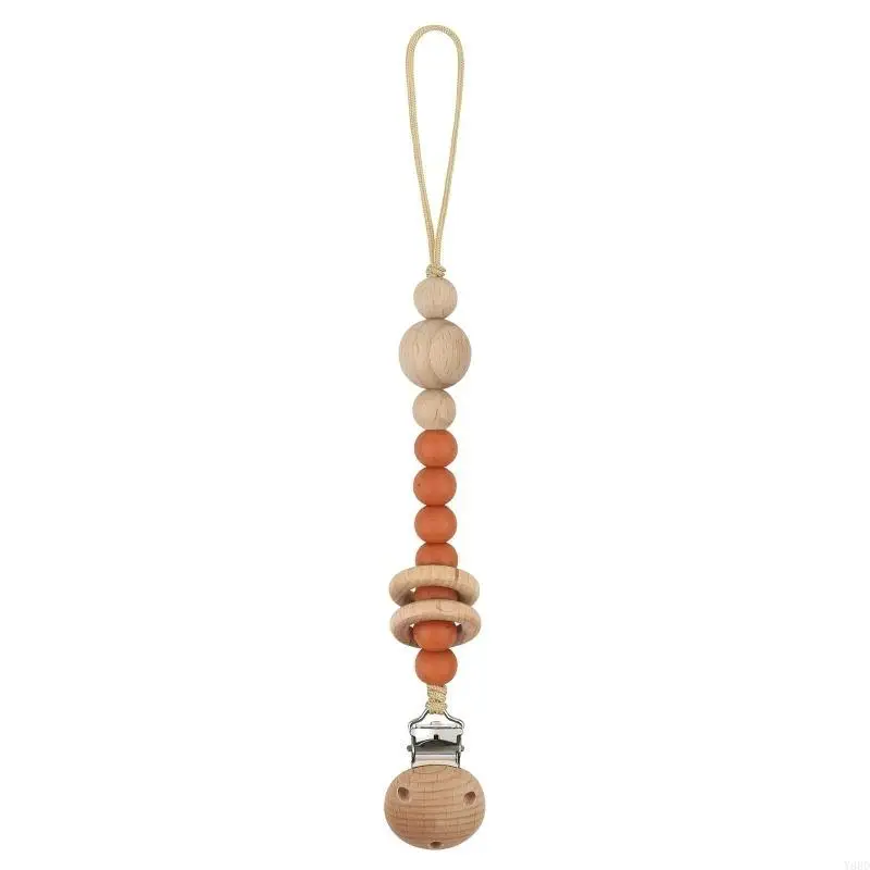 

Y88D Soother Holder Silicone Beads Pacifier Clip Anti-Lost Ring Chew Toy Chain Baby Dummy Nipple Clip Infant Shower Gift