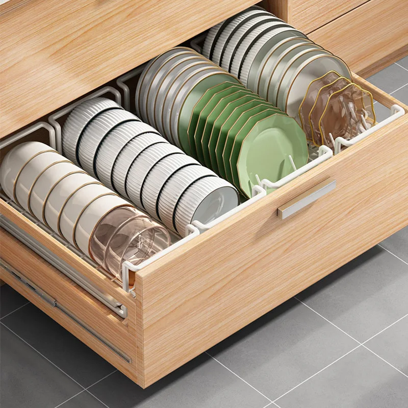 

Kitchen Drawer Storage Shelves Dishes Drying Racks Cabinet Built-in Chopsticks Box Bowl Plate Storage Holder Sink Drain Basket