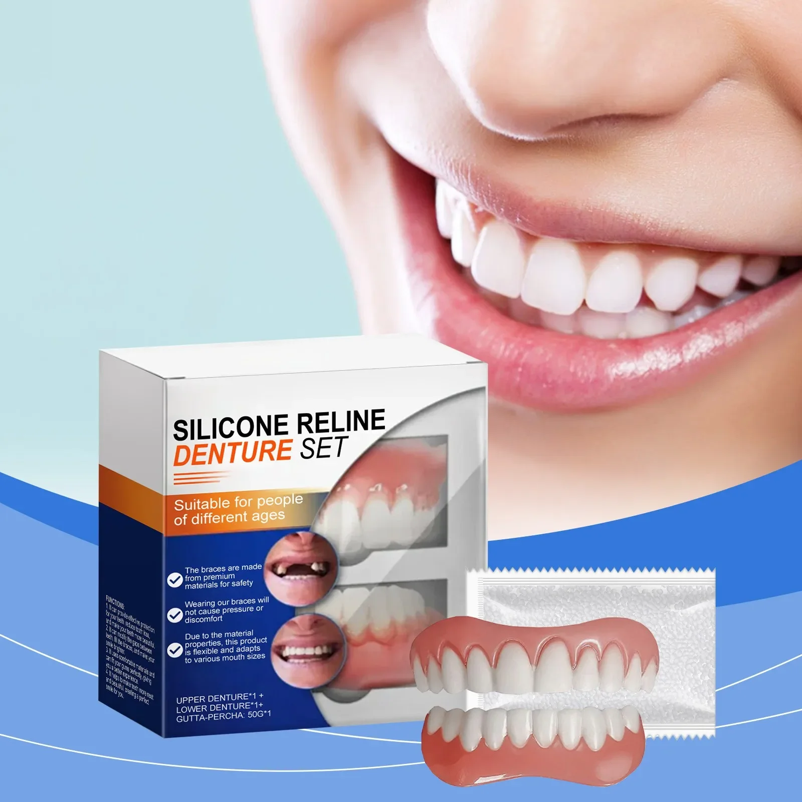 novo-conjunto-de-silicone-para-dentaduras-comfort-forros-flexiveis-e-macios-para-dentes-superiores-e-inferiores-facil-de-usar-e-ajustar