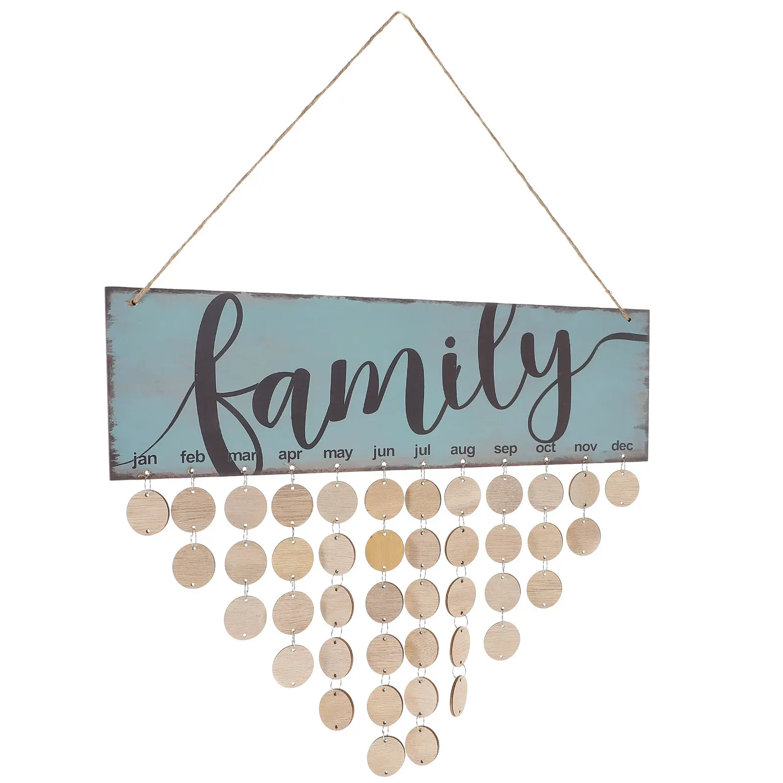 

Wooden Birthday Calendar Colorful Family Hanging Plaque Wall Decor Birthday Reminder DIY Board 50 Round Discs Wooden Block
