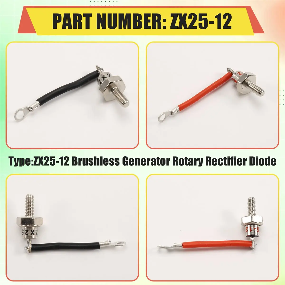 Home Tool ZX25-12 NEW Brushless Generator Rotary Rectifier Diode 25A-12 Diode 3 Positive & 3 Negative Terminals W/Wire
