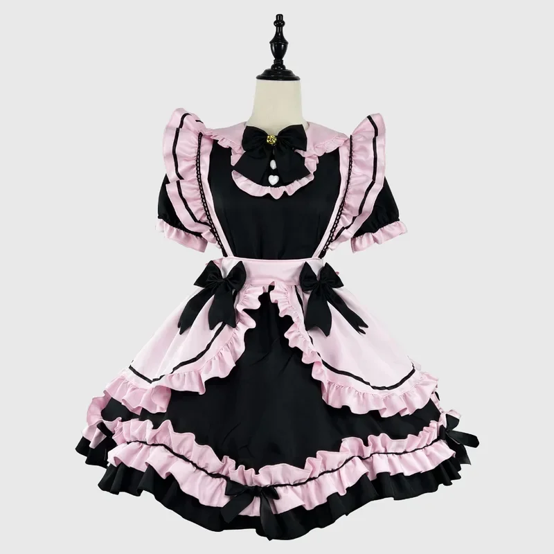 Sn66 anime Gothic Lolita JSK sukienka z krótkim rękawem kawaii kokardka pokojówka sukienki imprezowe Harajuku kot dziewczyna sukienki cosplay śliczne różowe wzburzyć