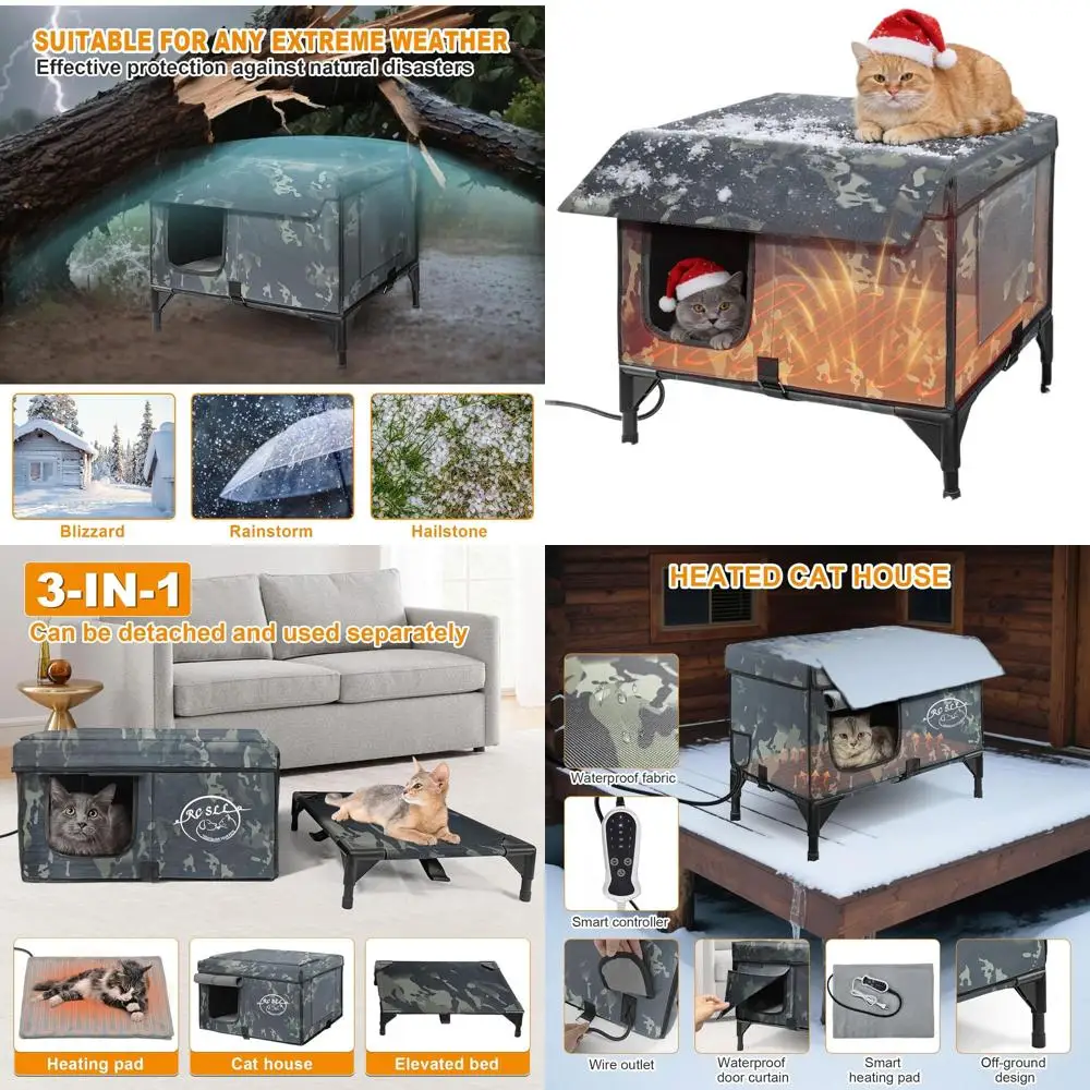 

All-Season Waterproof Outdoor Cat Shelter with Temperature Control and Escape Hatch
